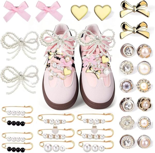 30PCS Womens Shoe Charms for Sneakers Cute Lace Accessories ...