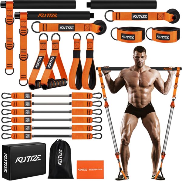 Pilates Bar Kit with Resistance Bands, Heavy Duty Pilates Eq...