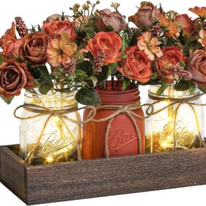 3 Pcs Mason Jar Centerpiece Table Decorations for Dining Tab...