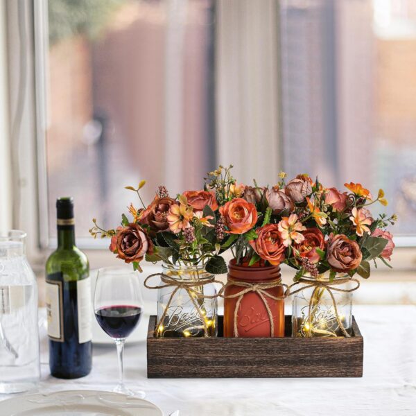 3 Pcs Mason Jar Centerpiece Table Decorations for Dining Tab...