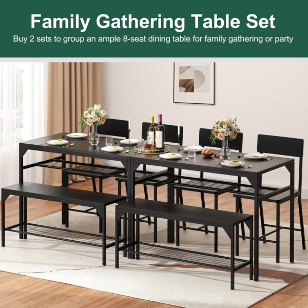 Shintenchi Kitchen Table Chairs Set of 4, Dining Table Set f...