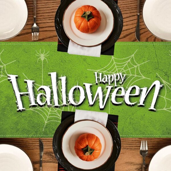 Halloween Table Runner,Green Tablecloth Seasonal Kitchen Din...