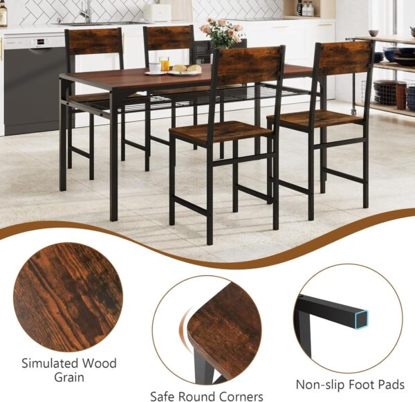Giantex Dining Chairs Set of 4, Industrial Kitchen Chairs wi...
