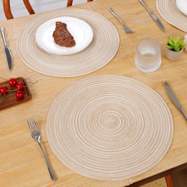 SHACOS 15 inch Round Braided Placemats Set of 6 Non Slip Hea...