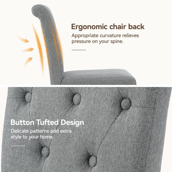 Upholstered Dining Chairs Set of 4, Button Tufted Parsons Di...