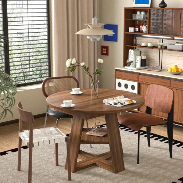 43.3in-59in Extendable Round Dining Table for 4-8,Modern Kit...