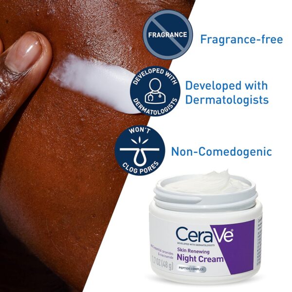 CeraVe Skin Renewing Night Cream, Niacinamide, Peptide Compl...