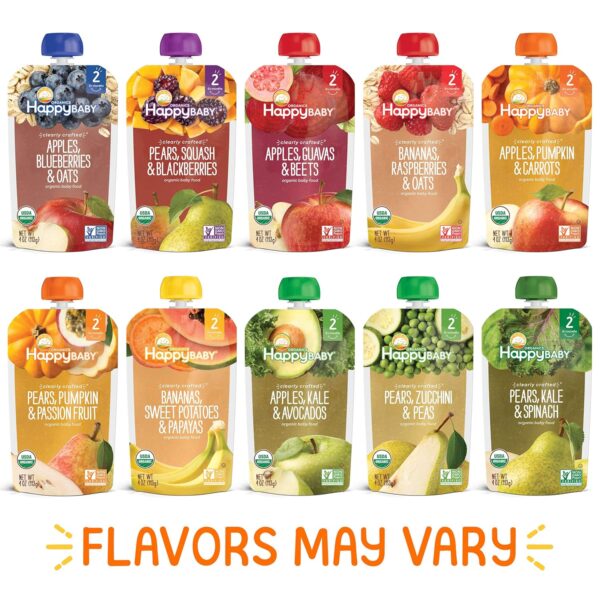 Happy Baby Organics Stage 2 Baby Food Pouches, Gluten Free, ...