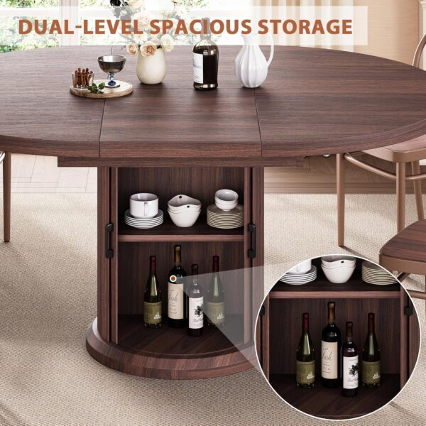 Dining Table for 4-6,63“Extendable Round Kitchen Dining Room...