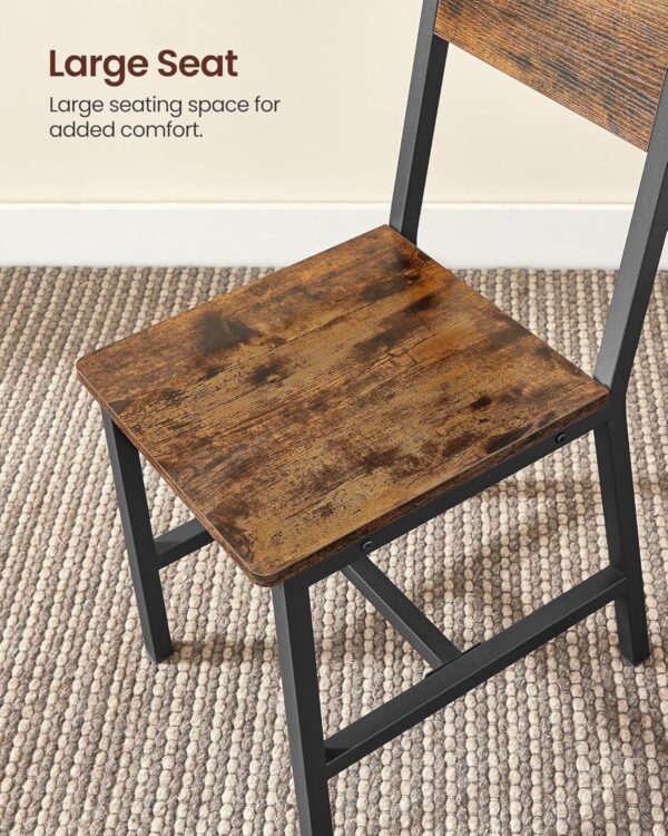 VASAGLE Dining Chair Set of 4, Rustic Wood Chairs with Metal...