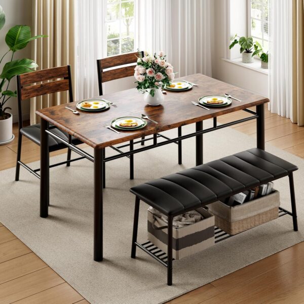 IRONCK Dining Table Set for 4, Kitchen Table with Upholstere...