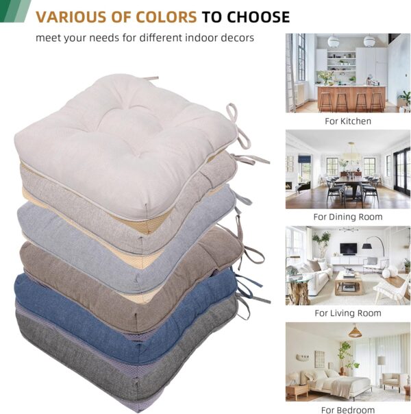 RACE LEAF Indoor Chair Cushions 4 Pack, Tufted Memory Foam D...