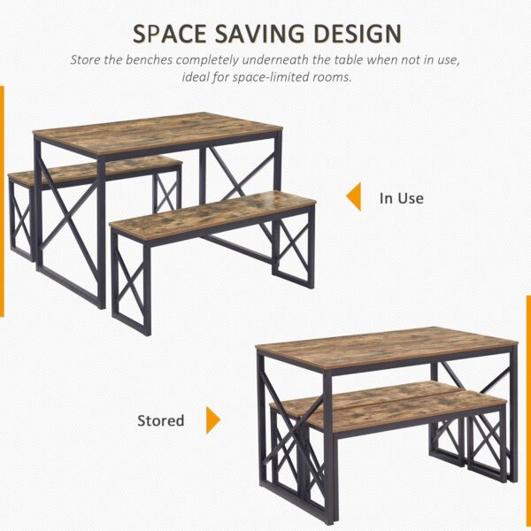 VECELO Kitchen Table with 2 Benches for 4, 43.3'' Wood Dinin...