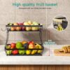 2 Tier Fruit Basket for Kitchen Counter with 2 Mobile Banana...