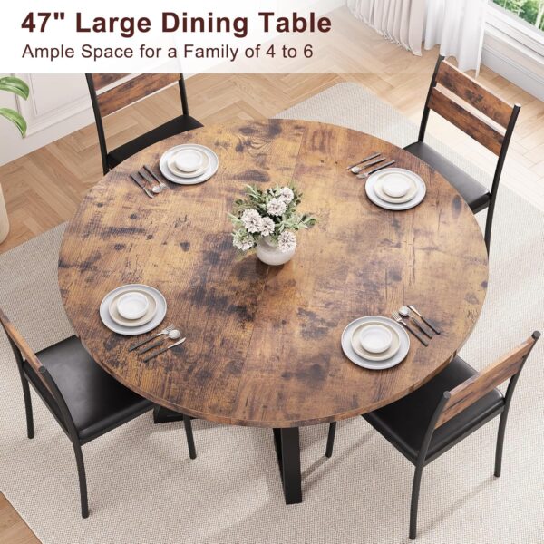 Round Dining Table for 4,Kitchen Dining Room Circle Dinner P...