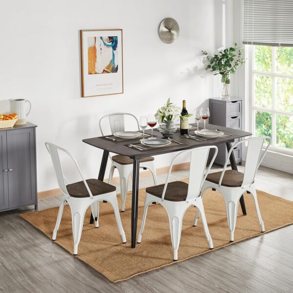 Yaheetech 18 Inch Classic Iron Metal Dining Chair with Wood ...