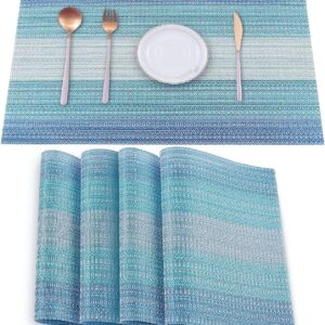 HeloHo Placemats Set of 4,Vinyl Table Place Mats Stain Resis...