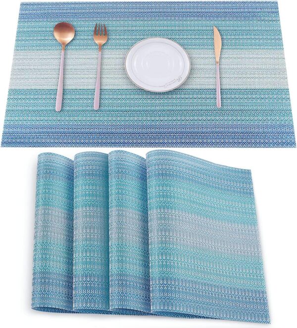 HeloHo Placemats Set of 4,Vinyl Table Place Mats Stain Resis...