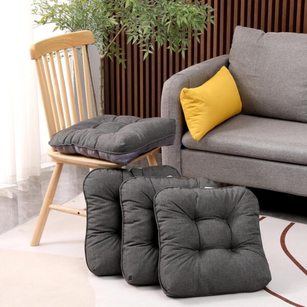 RACE LEAF Indoor Chair Cushions 4 Pack, Tufted Memory Foam D...