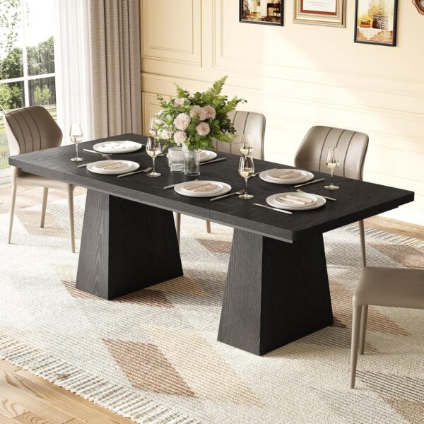 LITTLE TREE Dining Table for 6 People, Wooden Table, Rectang...