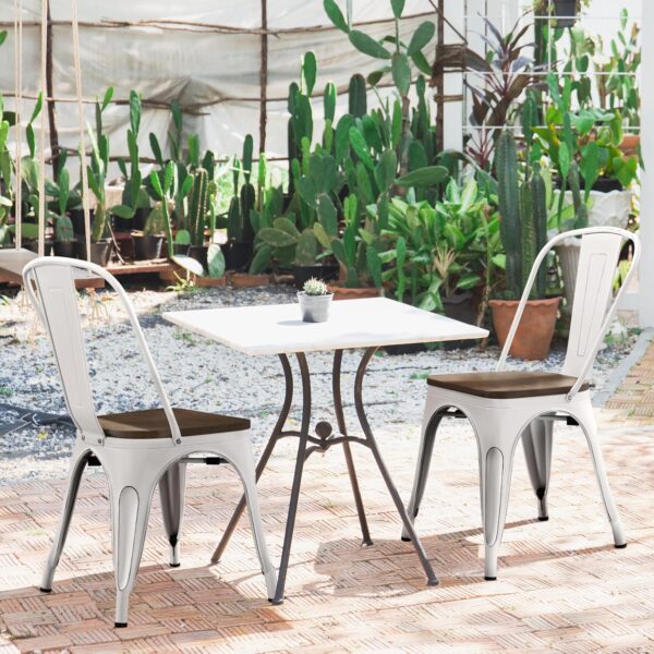 Yaheetech 18 Inch Classic Iron Metal Dining Chair with Wood ...