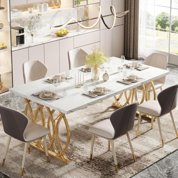 Tribesigns Modern Dining Table, 63" Large Kitchen Table for ...