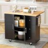 Shintenchi Kitchen Island with Folding Drop Leaf, Rolling Is...