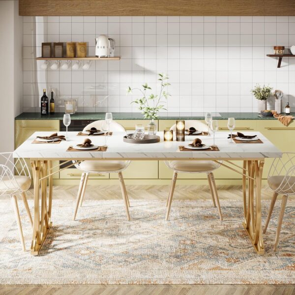 Tribesigns Modern Dining Table, 63" Large Kitchen Table for ...