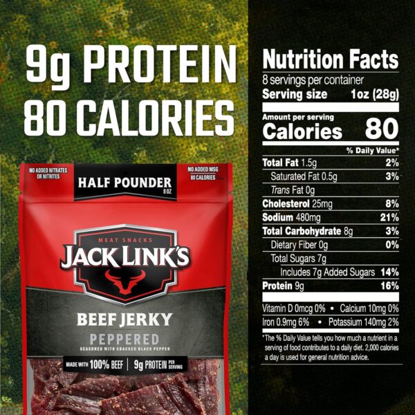 Jack Link's Beef Jerky, Peppered, Half Pounder Large Jerky B...