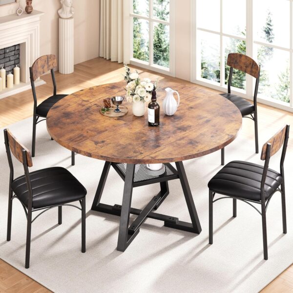 Round Dining Table Set for 4, Kitchen Table and Chairs for 4...