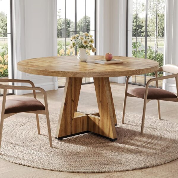 LITTLE TREE Round Dining Table for 4-6 People, 47 Inches wit...
