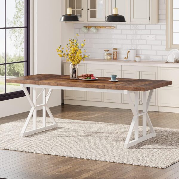 Tribesigns Farmhouse Dining Table for 6 People, 70.8-Inch Re...