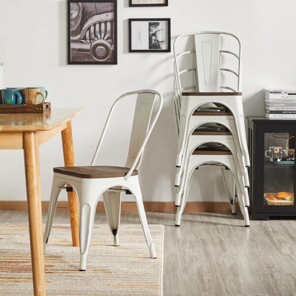 Yaheetech 18 Inch Classic Iron Metal Dining Chair with Wood ...