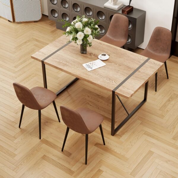 Dining Table Set for 4, Modern 55'' Wood Dinette Table Set f...
