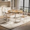 IRONCK Dining Table Set for 4, Round Kitchen Table and 4 Sto...