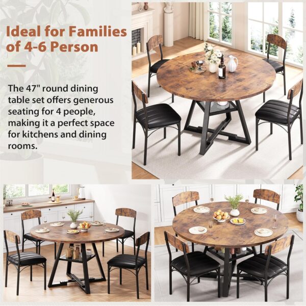 Round Dining Table Set for 4, Kitchen Table and Chairs for 4...
