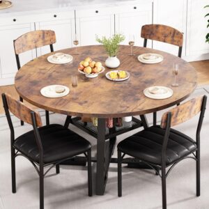 Round Dining Table Set for 4, Kitchen Table and Chairs for 4...