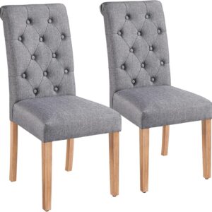 Yaheetech Dining Chairs Set of 2 Fabric Upholstered Button T...