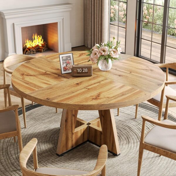 LITTLE TREE Round Dining Table for 4-6 People, 47 Inches wit...