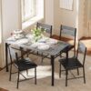 IRONCK Dining Table Set for 4, Wood Kitchen Table with Uphol...