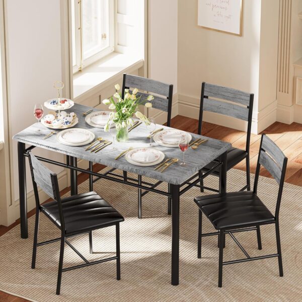 IRONCK Dining Table Set for 4, Wood Kitchen Table with Uphol...