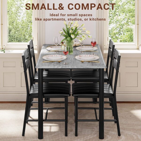 IRONCK Dining Table Set for 4, Wood Kitchen Table with Uphol...