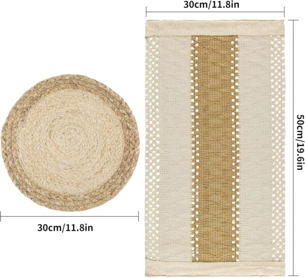 Handmade Boho Placemats Set of 6 - Natural Cotton Burlap and...