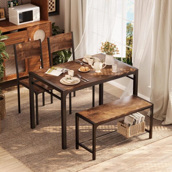 Shahoo Kitchen Table and 2 Chairs for 4 with Bench, 4 Piece ...