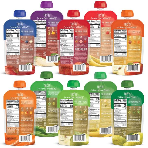 Happy Baby Organics Stage 2 Baby Food Pouches, Gluten Free, ...