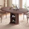 Dining Table for 4-6,63“Extendable Round Kitchen Dining Room...