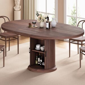 Dining Table for 4-6,63“Extendable Round Kitchen Dining Room...