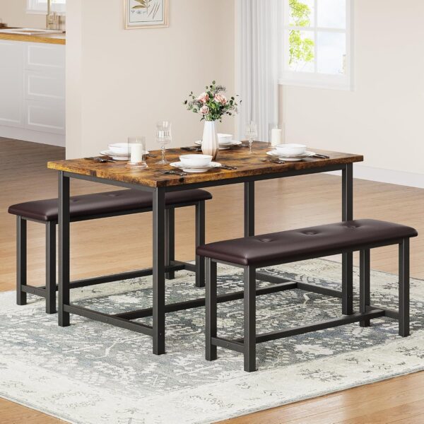 IDEALHOUSE Dining Table Set for 4, Kitchen Table with Uphols...