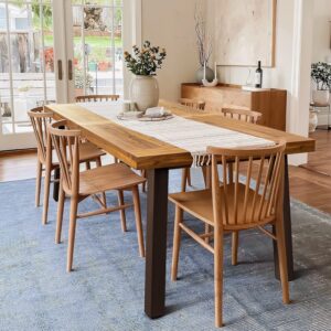 Devoko Home Acacia Wood Dining Table 6-Person Indoor Outdoor...