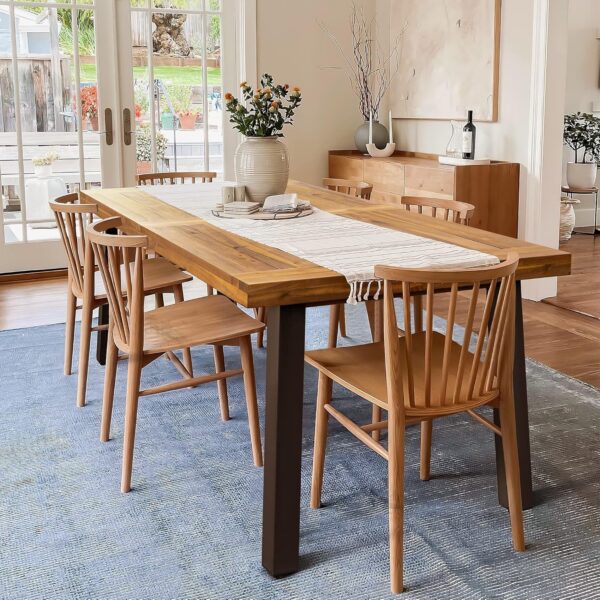 Devoko Home Acacia Wood Dining Table 6-Person Indoor Outdoor...